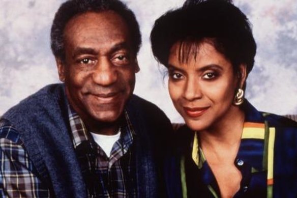 Bill Cosby in a promotional shot for The Cosby Show, pictured here with screen wife  Claire, played by Phylicia Rashad. 