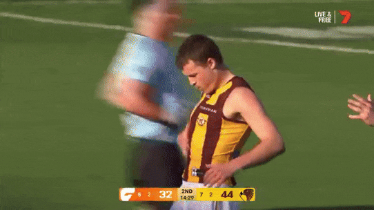Hawthorn’s Jack Ginnivan celebrates one of his goals in the elimination final against GWS.