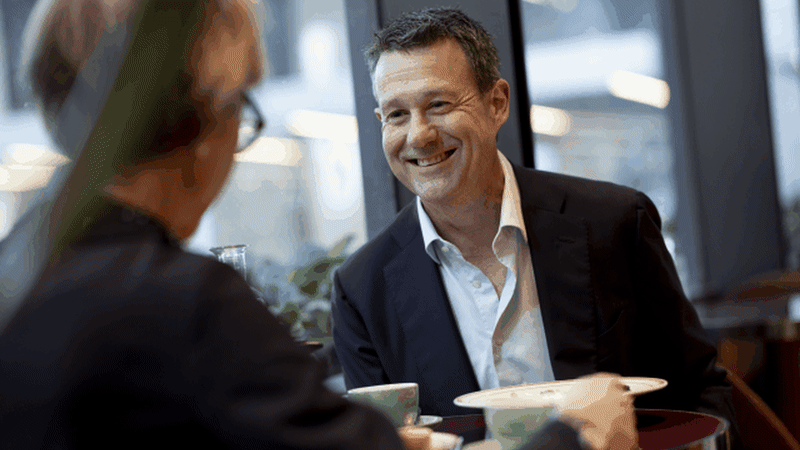 What happens when this exec goes out for a business breakfast