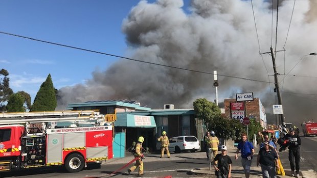 More than 40 firefighters are battling the blaze.