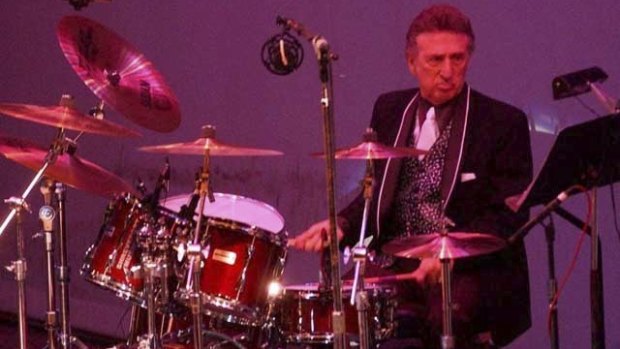  Elvis Presley drummer DJ Fontana performs at the 50th anniversary celebration concert of Elvis Presley's first performance at the Louisiana Hayride in Sherveport, Louisiana.  