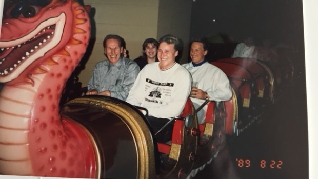 A photo of the Top's dragon coaster taken in 1989.