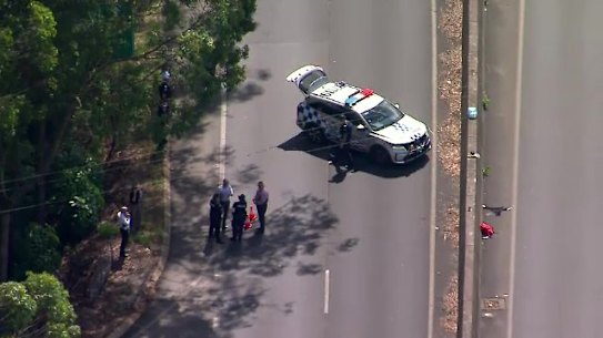 Queensland Police at the scene of a police shooting on the Sunshine Coast on Wednesday.