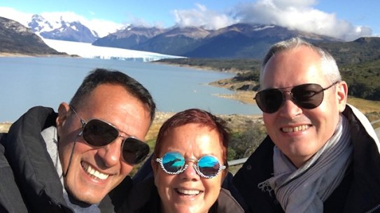 (L-R) Antony Philip, Jan Richards and Pascal Le Vot in Patagonia the day before flying to Ushuaia, Argentina, to join the ill-fated Greg Mortimer cruise ship. 