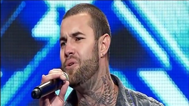 Mitchell Callaway, who has been charged with murdering a baby girl, performing on the X-Factor. 
