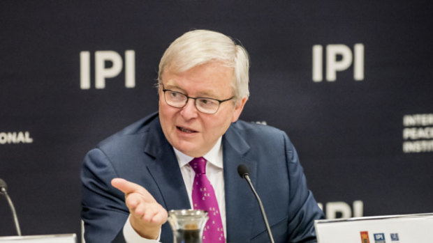 Kevin Rudd at the International Peace Institute in September 2019.