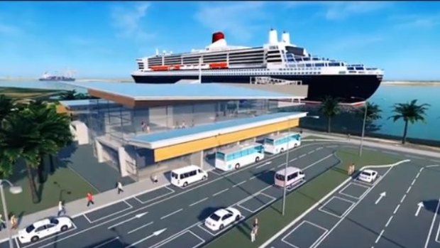 A concept design for Brisbane's planned mega-cruise ship terminal.