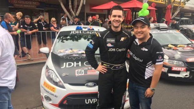 Canberra rally car driver Rhys Pinter with Jean Dominique Huynh. 