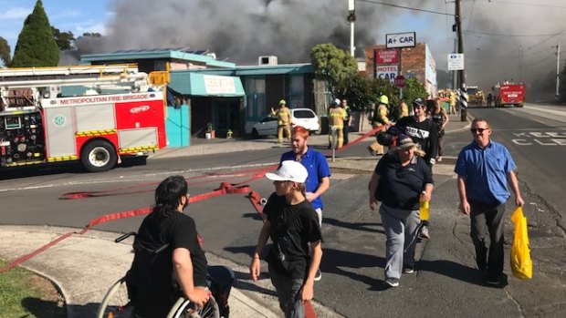 A fire in an abandoned warehouse near the corner of Sydney Road and Carr Street has closed part of Sydney Road.
