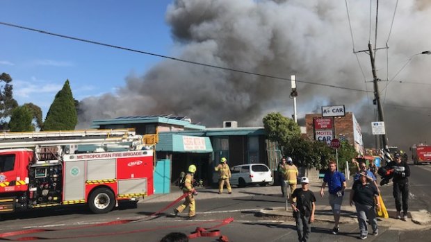 More than 40 firefighters are battling the blaze.