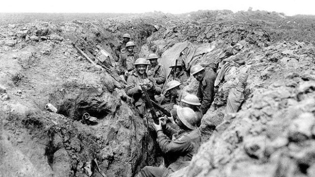 Australians in the second line of the trenches before Riencourt (near Bullecourt), in May 1917.