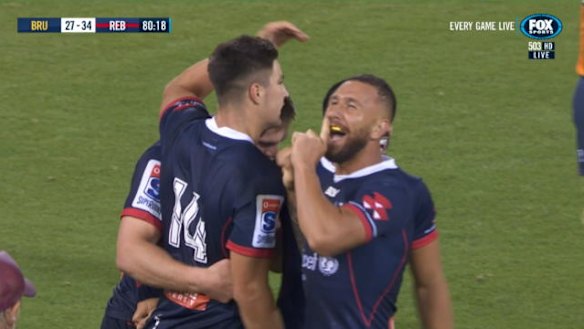 Quade Cooper had some fun with the Brumbies crowd.