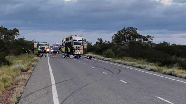 Debris from the silver SUV was left strewn across the highway.