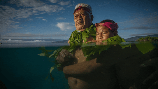 Kioa island resident Lotomau Fiafia and his grandson John.