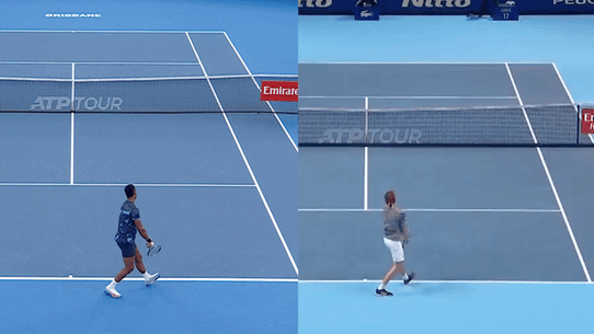 Comparing Giovanni Mpetshi Perricard’s serve to that of Alexander Zverev.