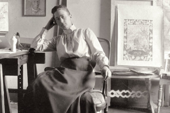 Hilma af Klint at her studio at Hamngatan 5, Stockholm, circa 1895.