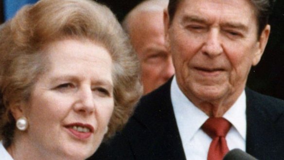 British Prime Minister Margaret Thatcher and US President Ronald Reagan  were both free-market evangelists.