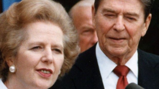British Prime Minister Margaret Thatcher and US President Ronald Reagan  were both free-market evangelists.