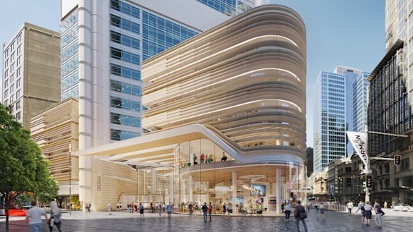 Impression of the new-look retail and office podium at 388 George Street, Sydney.