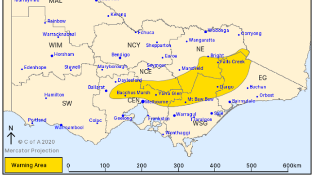 The Bureau of Meteorology issued a severe weather warning for damaging winds.