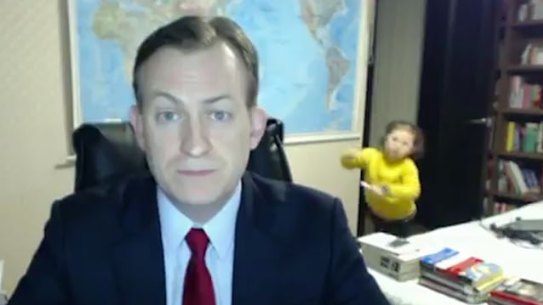 A still from Professor Robert Kelly's infamous BBC interview.