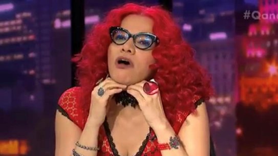 Mona Eltahawy, pictured, had host Fran Kelly reaching fruitlessly for language warnings on Q&A.