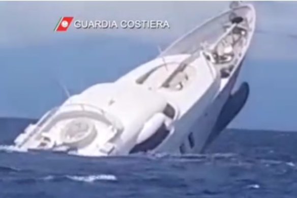 Superyacht sinks off the coast of Italy.