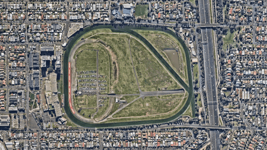Artists impressions of the old Moonee Valley track, and the new.