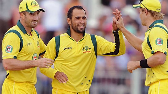 No logo: Fawad Ahmed during a Twenty20 international against England in 2013.