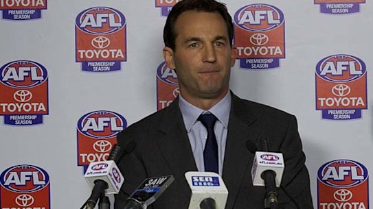 Andrew Dillon announces the charges against Essendon.