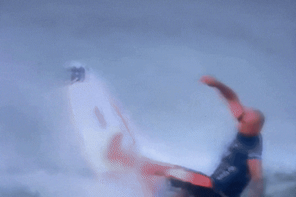 Julian Wilson flips the bird to the Brazilian crowd at the Gold Coast Pro.