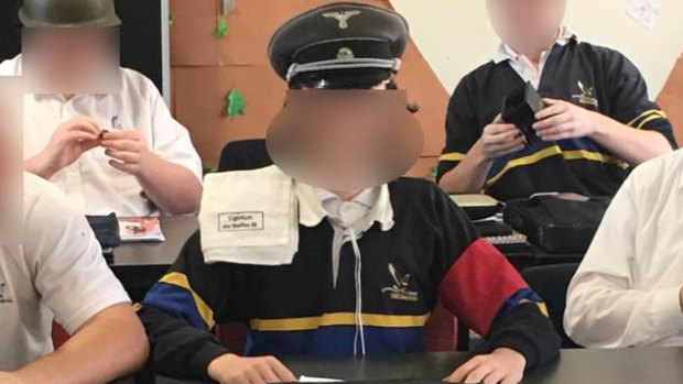 The students were given Nazi uniform to wear.