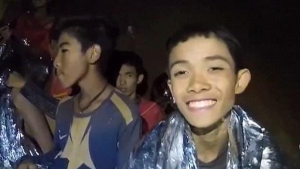 The Wild Boars Soccer team in the Thai cave before the rescue.