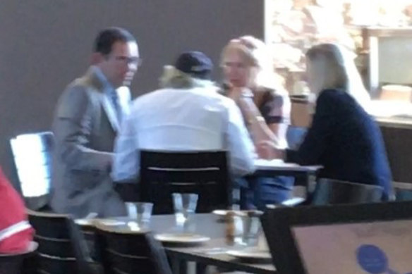 IBAC investigators secretly took this picture of City of Casey councillor Sam Aziz, developer John Woodman, Liberal-linked lobbyist Lorraine Wreford and planning consultant Megan Schutz at the Sandhurst club on March 22, 2018. 