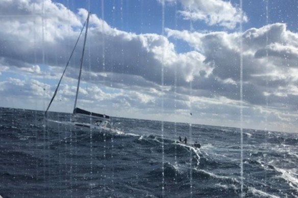 Marine Area Command towed the yacht in rough seas to Newcastle and it was handed to Australian Border Force. 