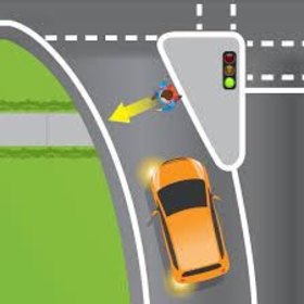 Vehicles must give way to pedestrians and cyclists on slip lanes.