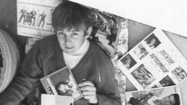 Twelve-year-old Richard Glover with his Elvis collection.