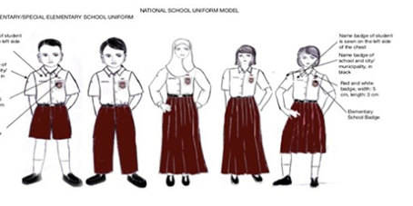 The dress code for elementary schools in Indonesia, released in 2014.