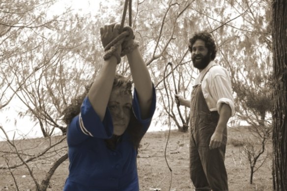 Fiona Foley's The Oyster Fisherman 13 (2011) tells of an Aboriginal woman abducted by fishermen.