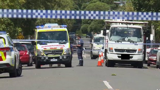 Emergency services are at the scene of a workplace accident in Hughesdale. 
