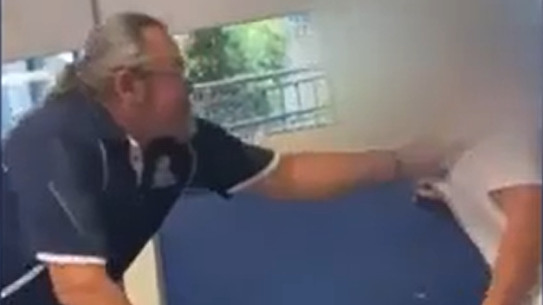 Video taken of the incident at Maitland Grossmann High on Tuesday 21 March 2023. The teacher has been charged with assault.