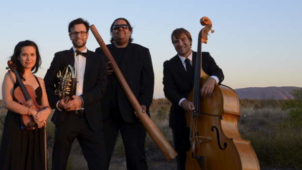 Didgeridoo player William Barton (third from left) will play with William Crighton at The Zoo on Thursday.
