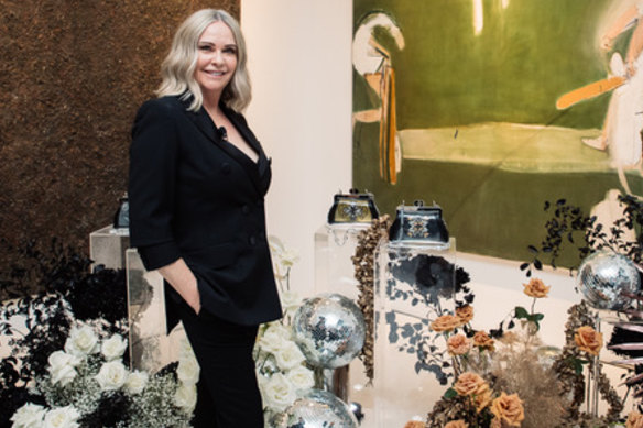 Donna Kahlbetzer at her Vaucluse home for the launch of the Donna Forbes range of illuminated purses.