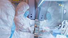 This undated photo released in 2019 by the Irkutsk Anti-Plague Research Institute of Siberia and Far East, shows the institute workers in a lab.
