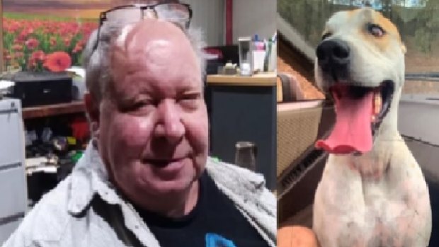 The images distributed by police of Robert Weber and his dog as part of the missing person appeal.