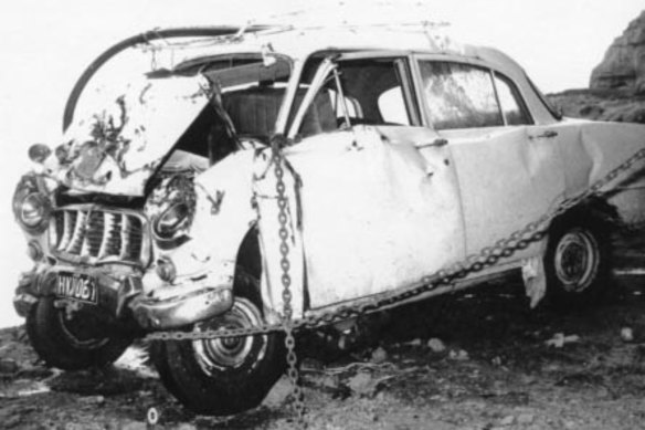 The bodies of four Crawford family members were found in this car on Victoria's south-west coast in 1970.