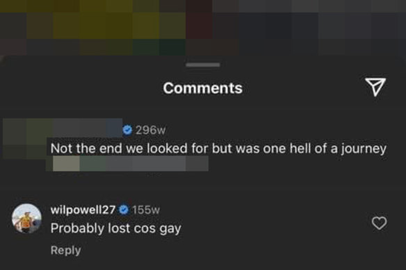 One of the screenshots from Wil Powell’s social media account.