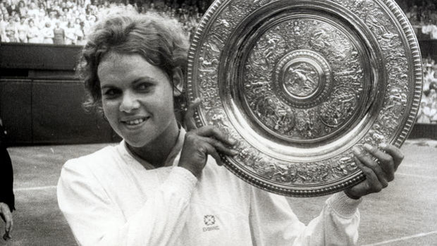Evonne Goolagong Cawley in 1971. She beat fellow Australian Margaret Court to win the Wimbledon Singles Championship.