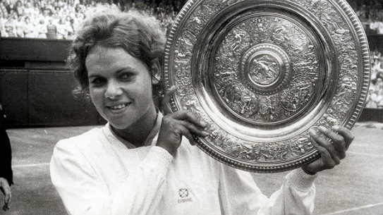 Evonne Goolagong Cawley in 1971. She beat fellow Australian Margaret Court to win the Wimbledon Singles Championship.