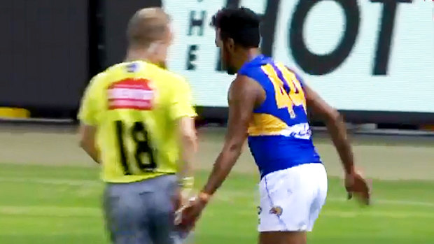 Cheeky Eagles forward Willie Rioli has avoided a ban for this umpire contact.